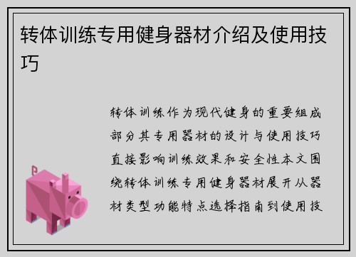 转体训练专用健身器材介绍及使用技巧